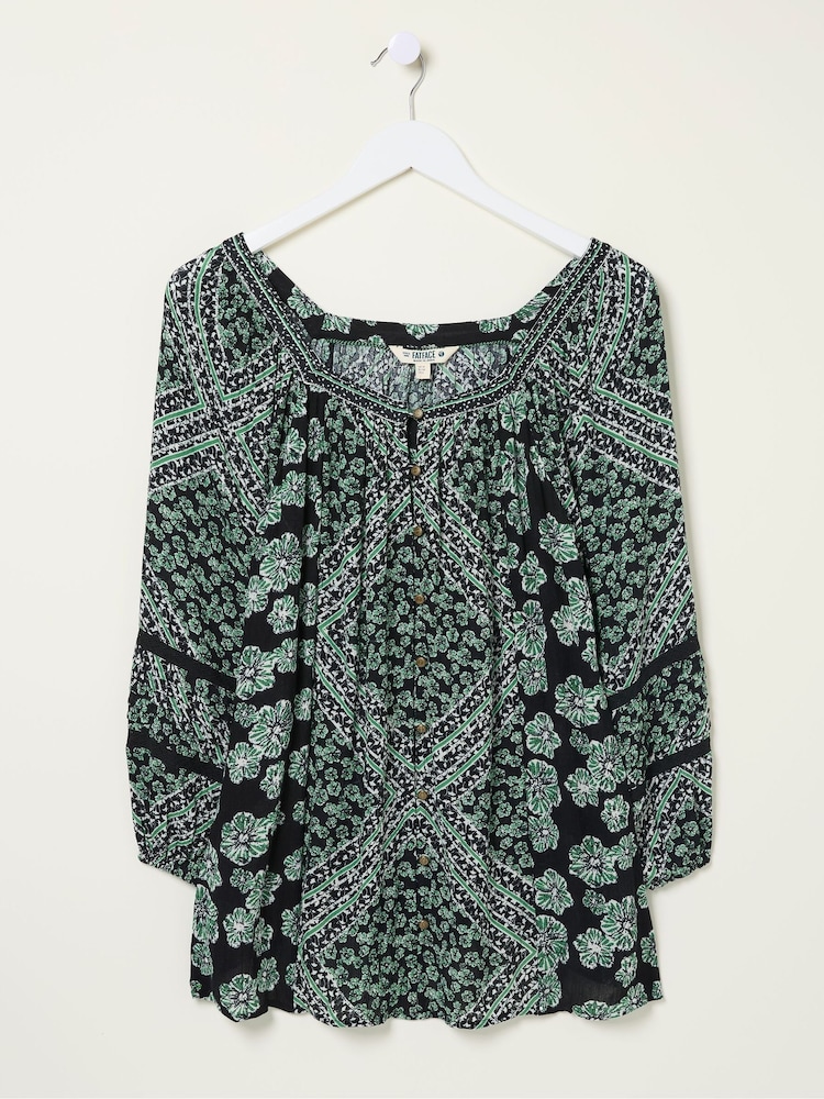 FatFace Caitlin Washed Black Spaced Floral Tunic - Image 6 of 6