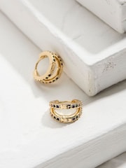 FatFace Gold Tone Multi Gem Hoops - Image 1 of 2