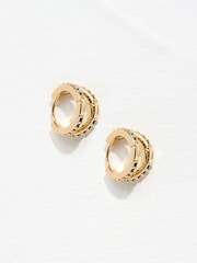 FatFace Gold Tone Multi Gem Hoops - Image 2 of 2