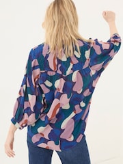 FatFace Evelyn Black Painted Abstract Blouse - Image 2 of 6