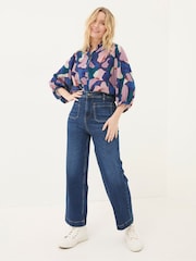 FatFace Evelyn Black Painted Abstract Blouse - Image 3 of 6