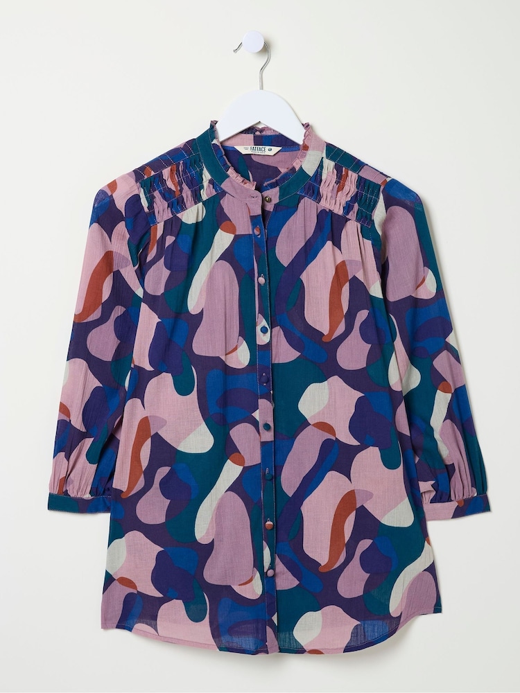 FatFace Evelyn Black Painted Abstract Blouse - Image 6 of 6