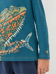 FatFace Blue Chameleon Graphic T-Shirt - Image 4 of 4