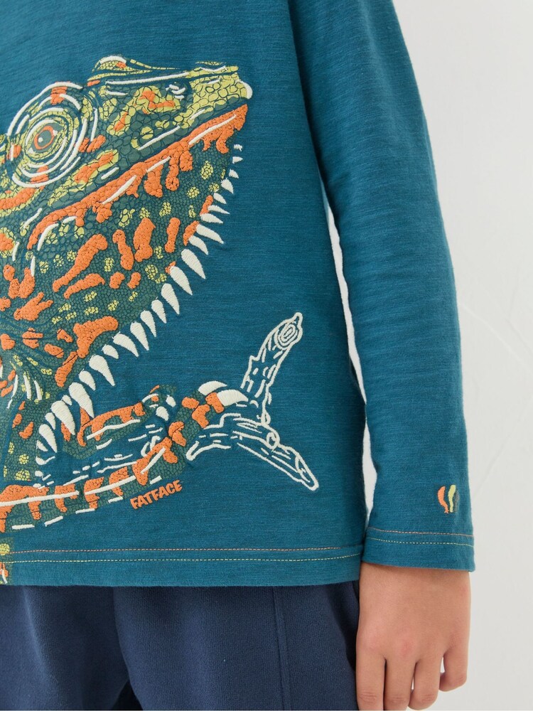 FatFace Blue Chameleon Graphic T-Shirt - Image 4 of 4