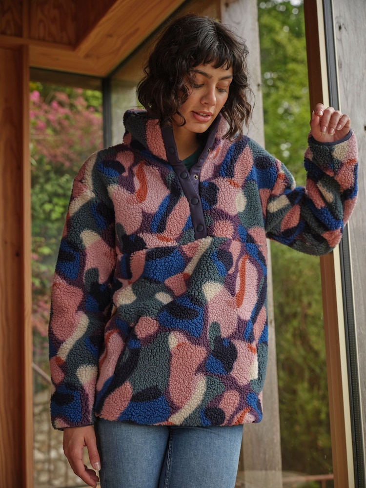 FatFace Black Abstract Printed Fleece - Image 1 of 7