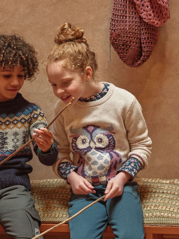 FatFace Orla Cream Owl Jumper - Image 1 of 2