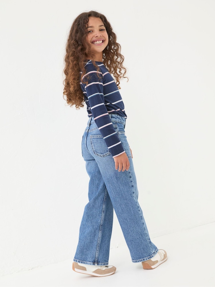 FatFace Mid Wash Wide Leg Denim Jeans - Image 2 of 5 FatFace Mid Wash Wide Leg Denim Jeans - Image 2 of 5