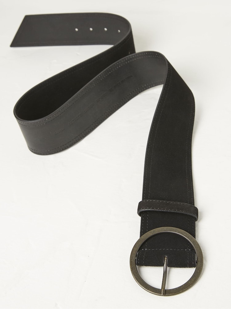 FatFace Black Soft Wide Waist Belt - Image 2 of 3 FatFace Black Soft Wide Waist Belt - Image 2 of 3
