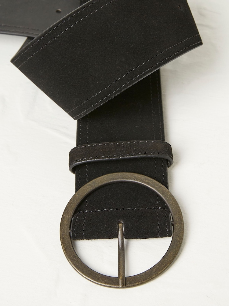 FatFace Black Soft Wide Waist Belt - Image 3 of 3