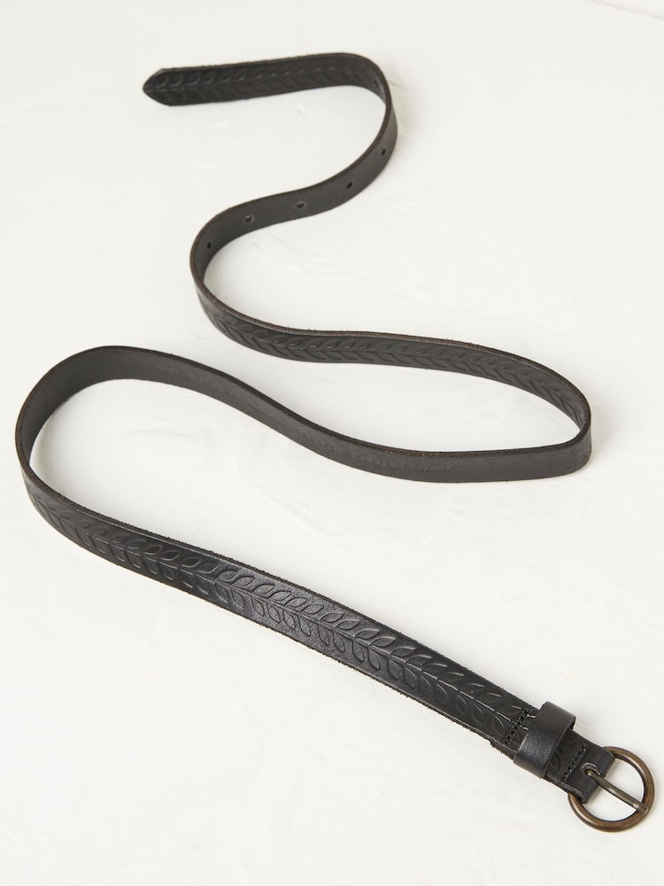 FatFace Black Skinny Embossed Belt - Image 2 of 3