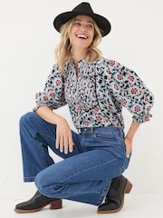 FatFace Elody Black Wild Floral Blouse - Image 3 of 5