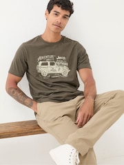 FatFace Jeep Green Slogans T Shirt - Image 4 of 5
