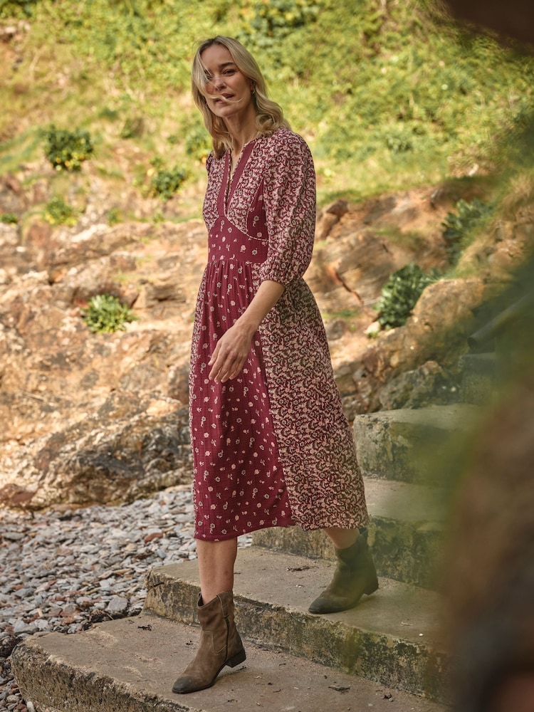 FatFace Kelly Red Wild Ditsy Midi Dress - Image 1 of 9