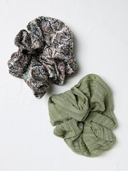 FatFace Green 2 Pack Paisley Scrunchies - Image 1 of 2