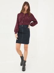 FatFace Hattie Dark Blue Denim Skirt - Image 3 of 6
