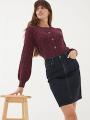 FatFace Hattie Dark Blue Denim Skirt - Image 4 of 6