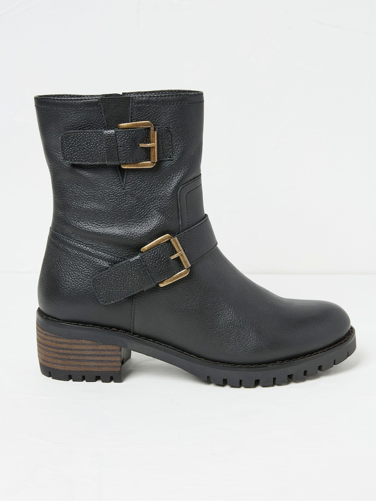 FatFace Liberty Black Biker Boots - Image 1 of 3