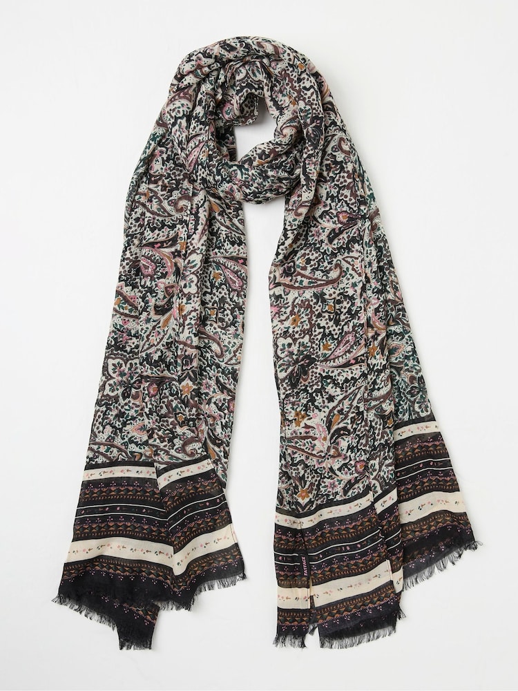 FatFace Wild Black Ditsy Lightweight Printed Scarf - Image 1 of 2 FatFace Wild Black Ditsy Lightweight Printed Scarf - Image 1 of 2