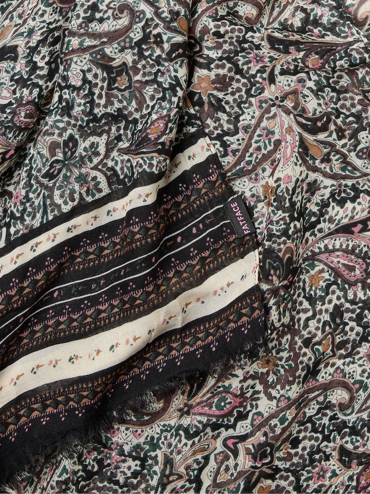 FatFace Wild Black Ditsy Lightweight Printed Scarf - Image 2 of 2 FatFace Wild Black Ditsy Lightweight Printed Scarf - Image 2 of 2