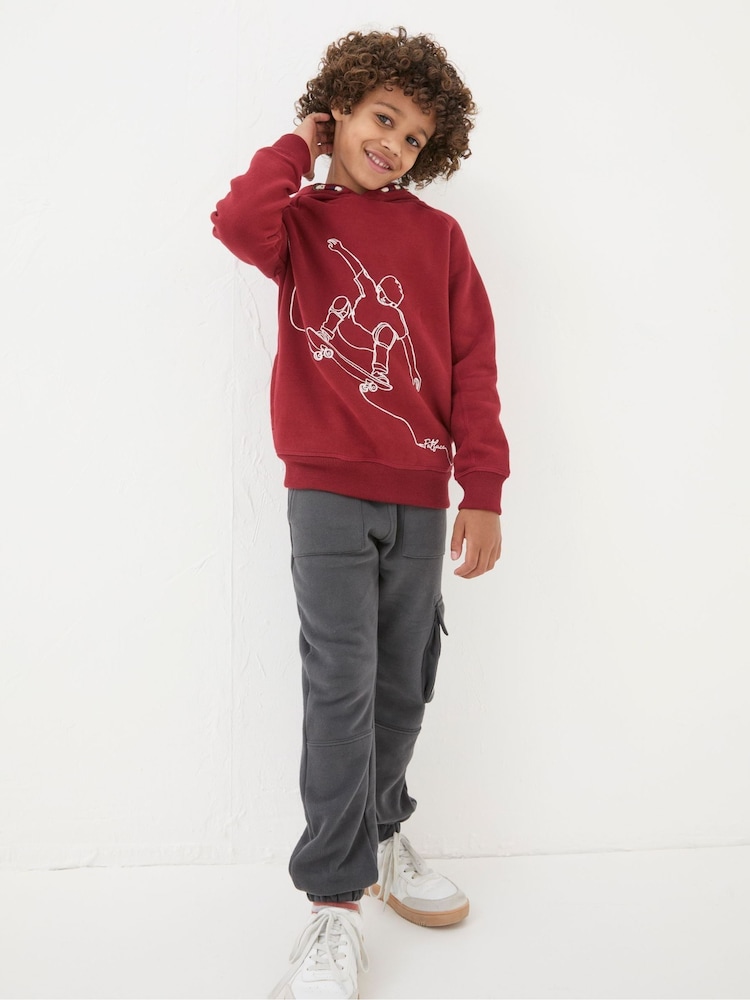 FatFace Red Skate Popover Hoodie - Image 1 of 6 FatFace Red Skate Popover Hoodie - Image 1 of 6