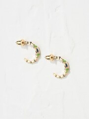 FatFace Green Enamel Gem Hoops - Image 1 of 2