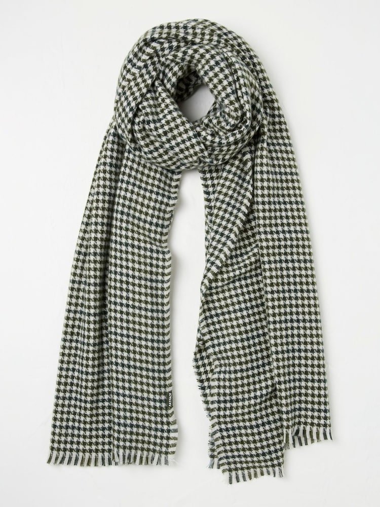 FatFace Green Houndstooth Scarf - Image 1 of 2