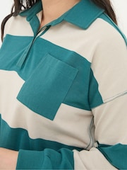 FatFace Ruby Green Stripe Rugby Top - Image 4 of 5