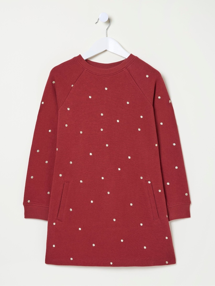 FatFace Red Georgia Sweat Dress - Image 5 of 5