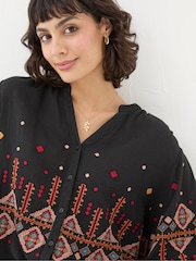 FatFace Elana Black Embroidered Blouse - Image 3 of 6