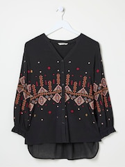 FatFace Elana Black Embroidered Blouse - Image 6 of 6