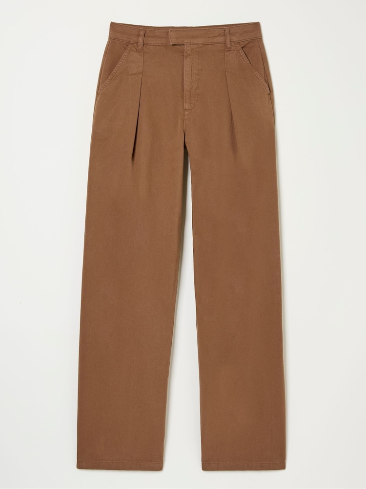 FatFace Saffron Brown Wide Leg Twill Trousers - Image 4 of 4