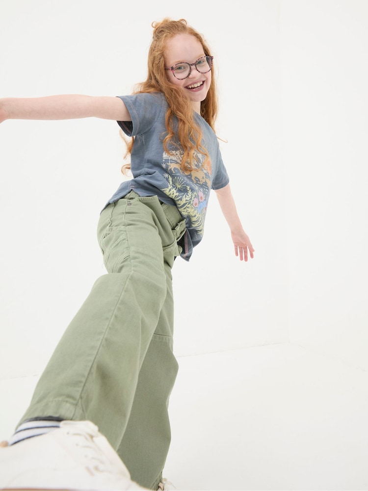 FatFace Waye Green Wide Leg Trousers - Image 2 of 3