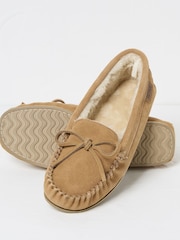 FatFace Cara Brown Suede Moccasin Slippers - Image 2 of 2
