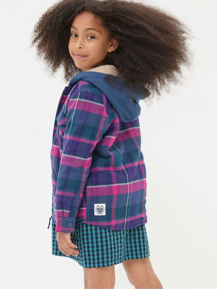 FatFace Purple Check Shacket - Image 2 of 6