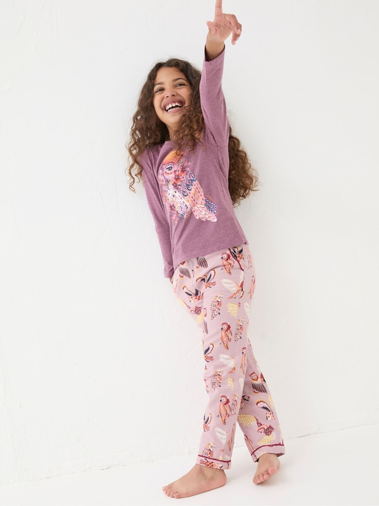 FatFace Dusky Purple Owl Pyjama Set - Image 2 of 7