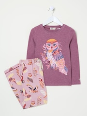 FatFace Dusky Purple Owl Pyjama Set - Image 7 of 7