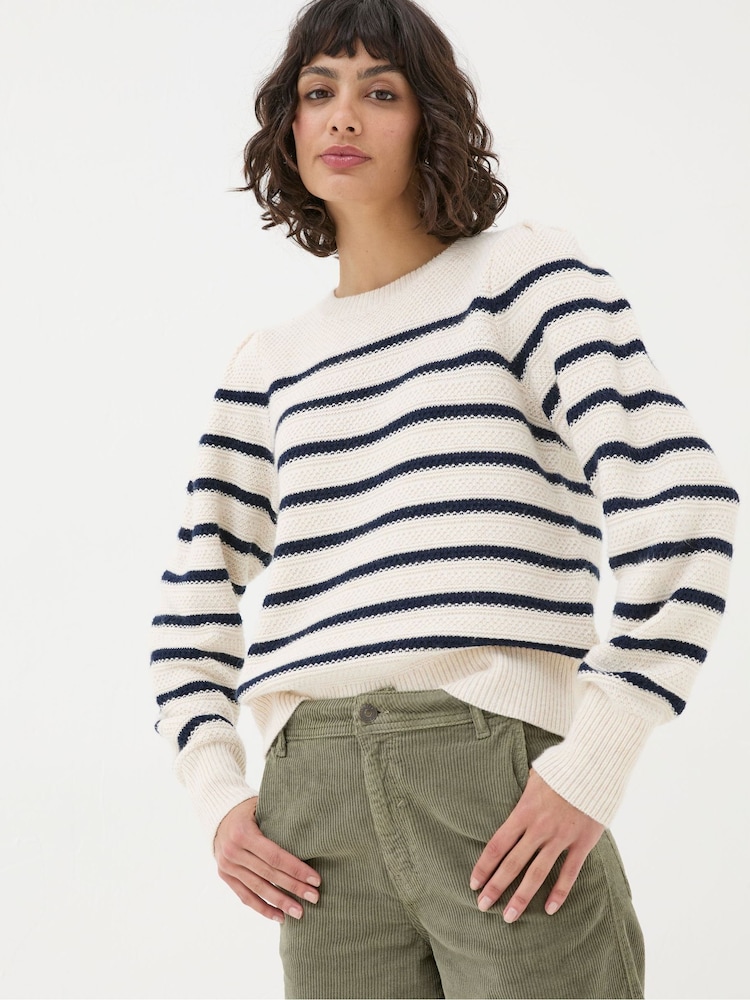 FatFace Eliana Cream Stripe Jumper - Image 1 of 5