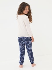 FatFace Navy Blue Unicorn Pyjama Set - Image 2 of 6