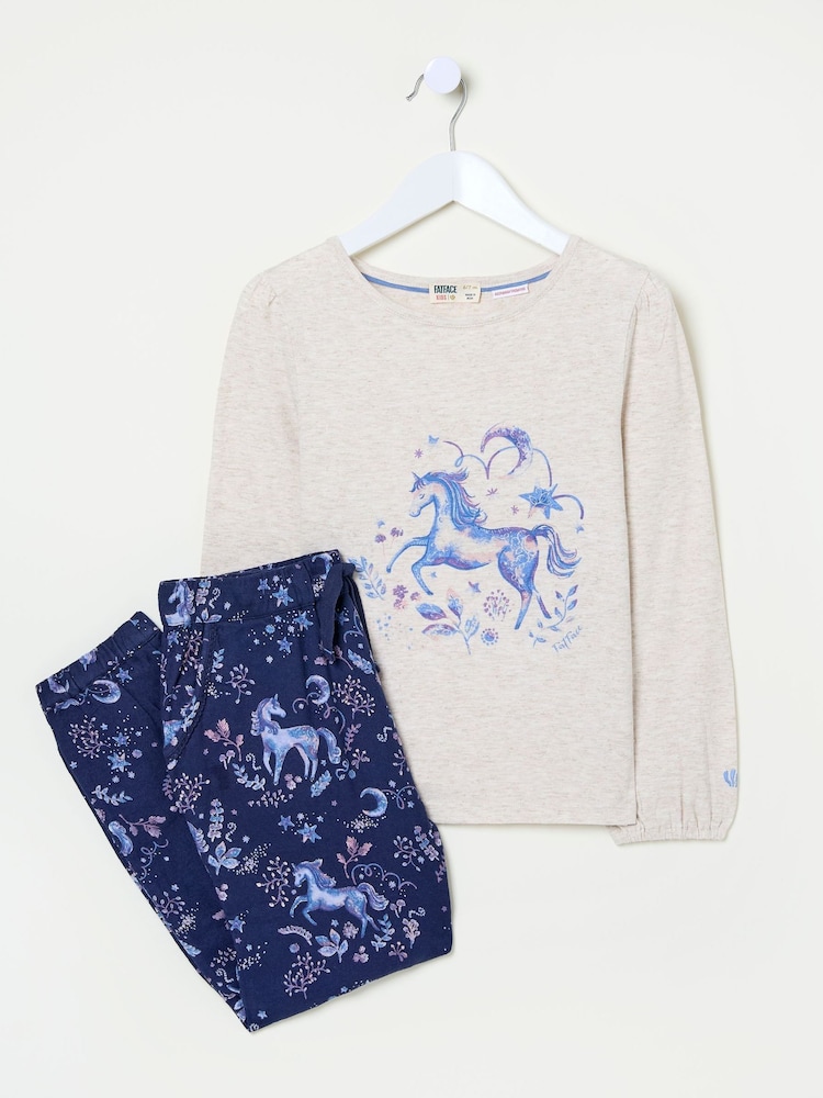 FatFace Navy Blue Unicorn Pyjama Set - Image 6 of 6
