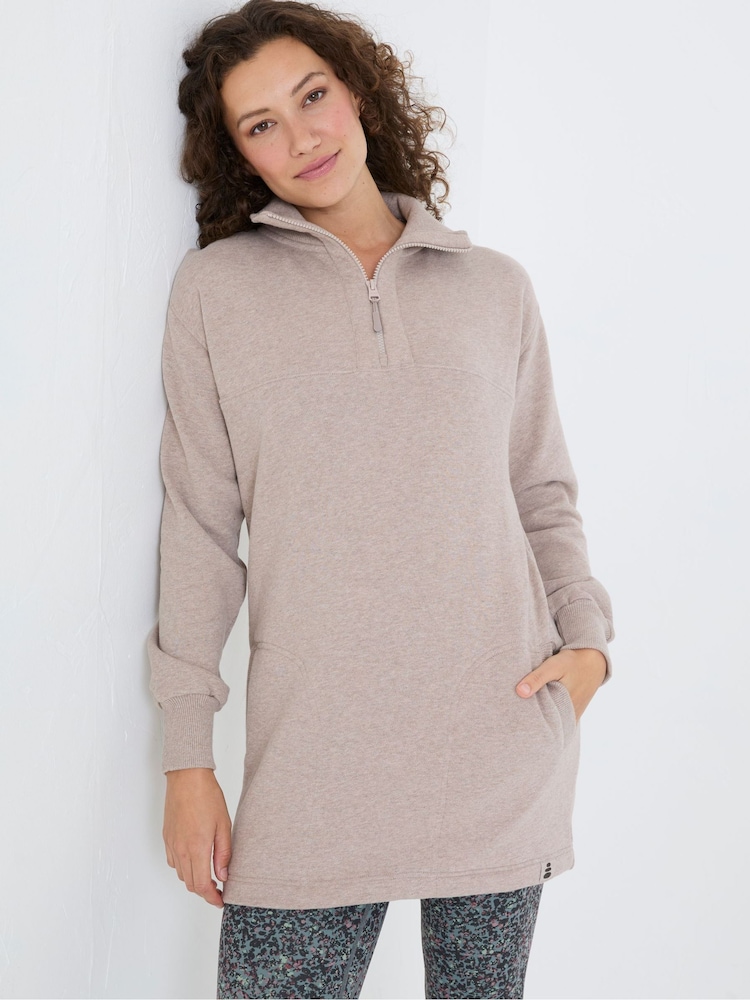 FatFace Sutton Natural Half Zip Sweatshirt - Image 1 of 6