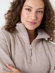 FatFace Sutton Natural Half Zip Sweatshirt - Image 4 of 6