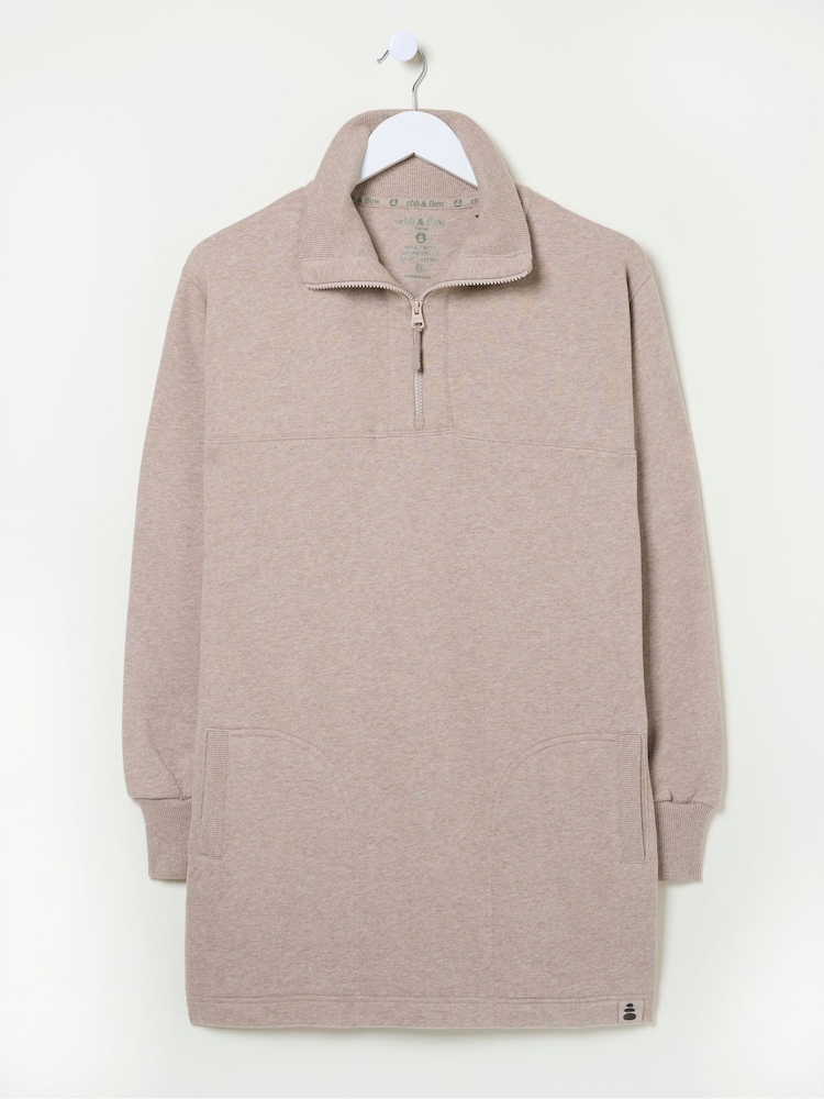 FatFace Sutton Natural Half Zip Sweatshirt - Image 6 of 6