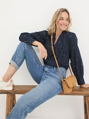 FatFace Mathilde Blue Embroidered Blouse - Image 4 of 6