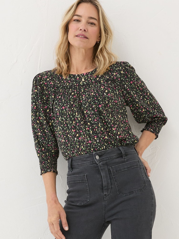 FatFace Shelley Black Ditsy Marks Blouse - Image 1 of 6