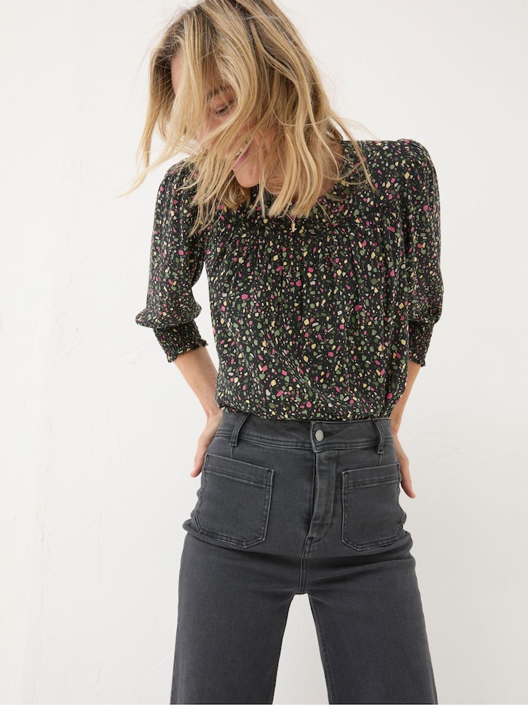 FatFace Shelley Black Ditsy Marks Blouse - Image 2 of 6