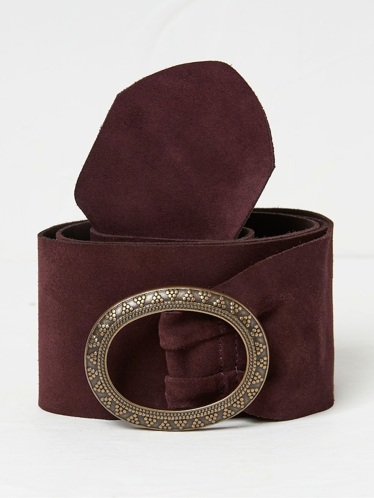 FatFace Burgundy Red Soft Wide Waist Belt - Image 1 of 2