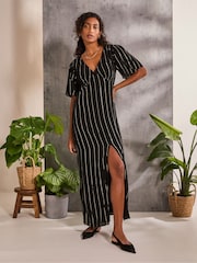 FatFace Iris Black Metallic Maxi Dress - Image 1 of 6