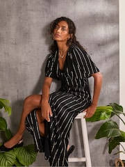 FatFace Iris Black Metallic Maxi Dress - Image 3 of 6