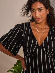 FatFace Iris Black Metallic Maxi Dress - Image 4 of 6
