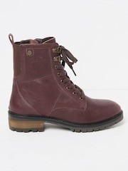 FatFace Margot Burgundy Red Lace-Up Boots - Image 1 of 3